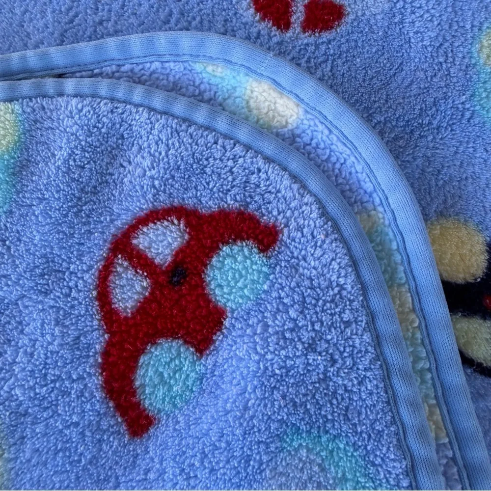 Y2K Koala Baby Plush Fleece Car Blanket Babies R US Blue Red Yellow 29x40 GUC
